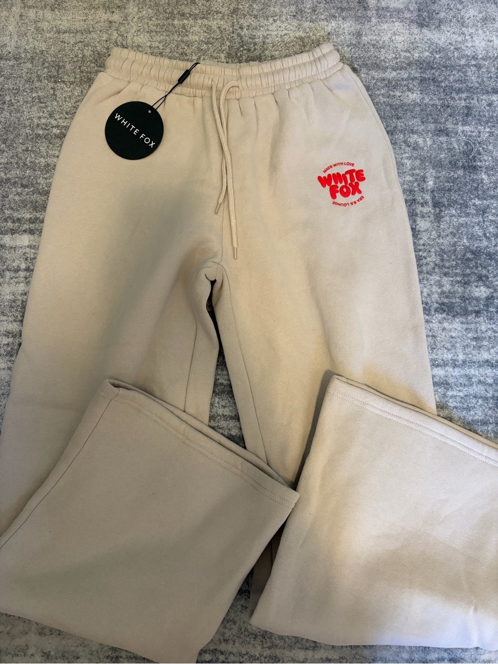 White Fox Boutique Wide Leg Sweatpants in Beige